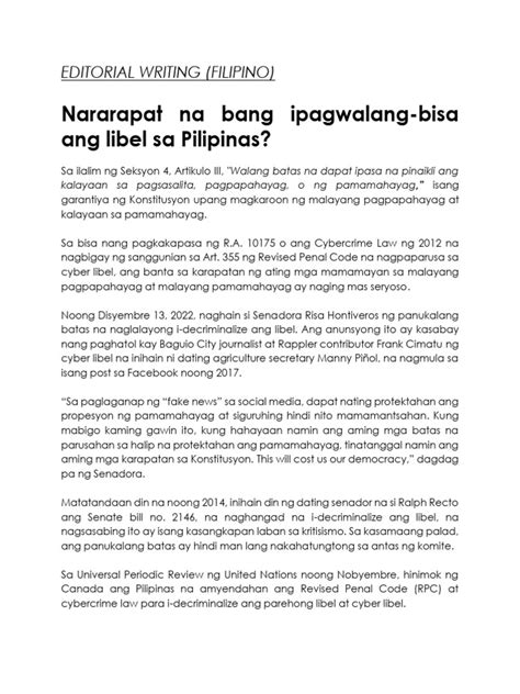 editorial writing in filipino